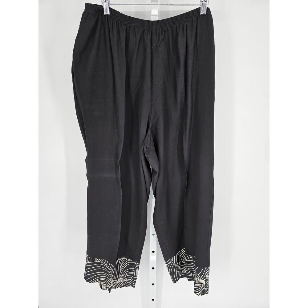 Key Lime Pie Black Polyester Abstract High-Rise Pull-On Trouser Size 1X